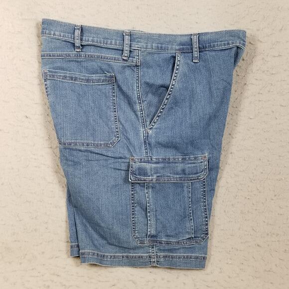 Wrangler Authentics Shorts Mens 38 Blue Denim Cargo Stretch Utility Pockets - Picture 7 of 15